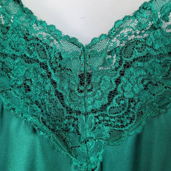 Vintage Alexandra Nicole emerald green slip dress lingerie coquette lace romanti - Picture 4 of 11